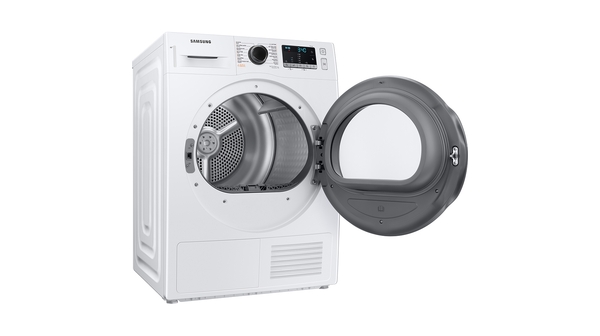 Máy sấy bơm nhiệt Samsung 9 kg DV90TA240AE/SV mặt nghiêng trái cửa mở