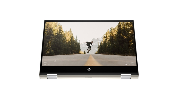 Laptop HP Pavilion X360 14-DW1018TU i5-1135G7 14 inch 2H3N6PA mặt chính diện gập máy