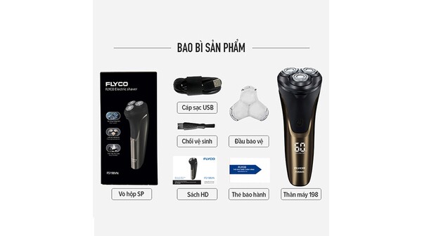Máy cạo râu Flyco FS-198VN bộ sản phẩm