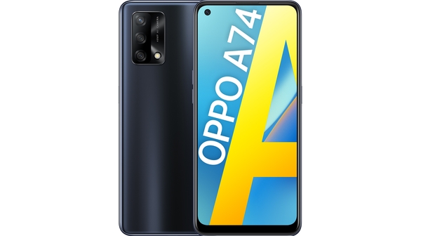 Điện thoại OPPO A74 8GB/128GB Đen mặt chính diện trước sau