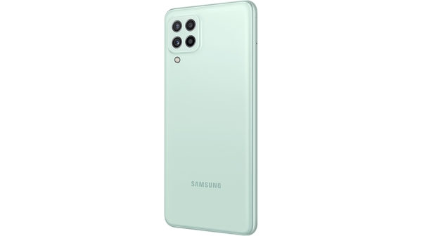 Điện thoại Samsung Galaxy A22 6GB/128GB Xanh mặt lưng nghiêng trái