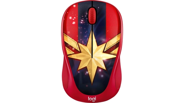 Chuột không dây Logitech M238 Đỏ Xanh (Captain Marvel) mặt chính diện