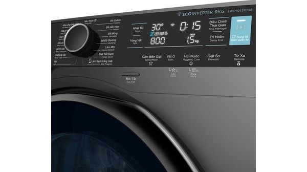 Máy giặt Electrolux Inverter 9kg EWF9042R7SB bảng điều khiển