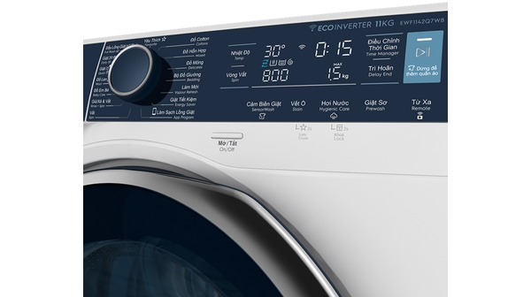 Máy giặt Electrolux Inverter 11kg EWF1142Q7WB bảng điều khiển