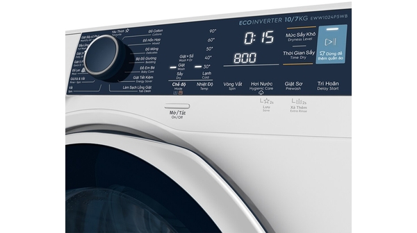 Máy giặt sấy Electrolux Inverter 10kg EWW1024P5WB bảng điều khiển