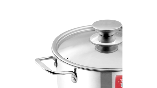 Bộ nồi inox 1 đáy Sunhouse SH114 quai và núm được làm bằng inox tán đinh