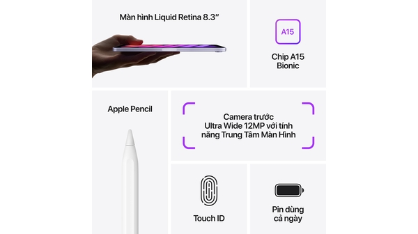 iPad Mini 6 Wifi 64GB 8.3 inch MK7M3ZA/A Xám (2021) thông tin