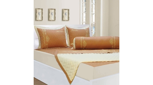 Bộ chăn drap gối Hometex bọc màu thêu cao cấp 1.8X2M) mềm mại, êm ái