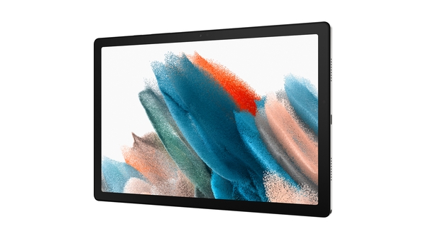 Máy tính bảng Samsung Galaxy Tab A8 64GB Bạc (2022) nằm nghiêng phải