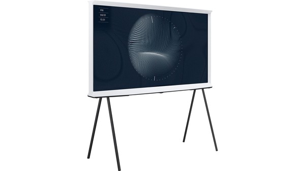 Smart Tivi QLED Samsung 4K 55 inch QA55LS01BAKXXV mặt nghiêng trái có chân đế