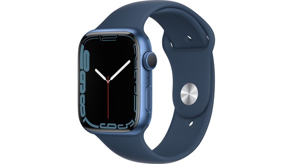 Apple Watch S7 GPS 45mm viền nhôm dây cao su Xanh dương mặt bên nghiêng phải