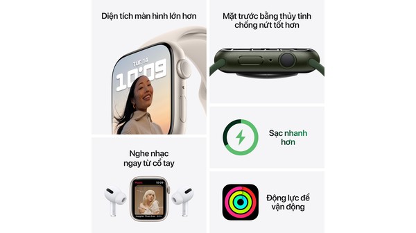 Apple Watch S7 GPS 45mm viền nhôm dây cao su Xanh dương thông tin