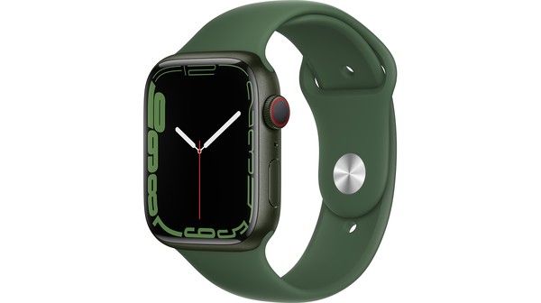 Apple Watch S7 LTE 45mm viền nhôm dây cao su Xanh lá mặt nghiêng