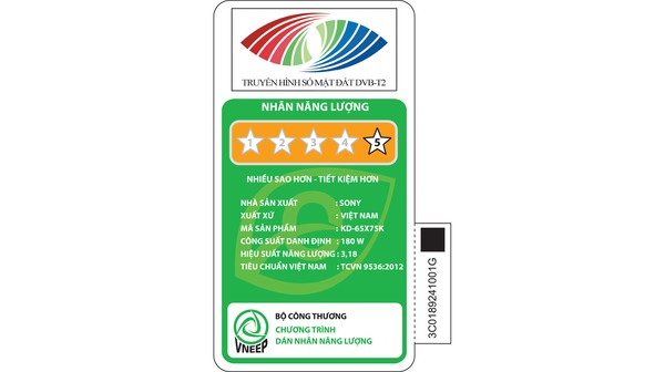 Google Tivi Sony 4K 65 inch KD-65X75K VN3 tem năng lượng