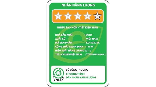 Google Tivi Sony 4K 50 inch KD-50X75K VN3 tem năng lượng