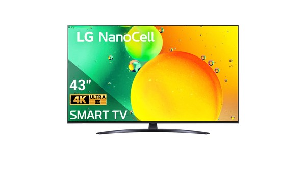Smart Tivi NanoCell LG 4K 43 inch 43NANO76SQA mặt chính diện