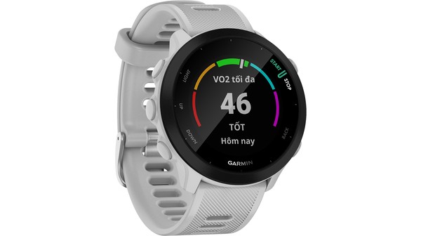 Đồng hồ Garmin Forerunner 55 Đá Trắng nghiêng trái