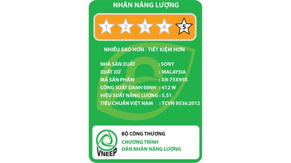 Google Tivi Sony 4K 75 inch XR-75X95K tem năng lượng