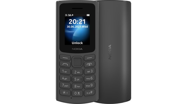 Điện thoại Nokia 105 4G Đen mặt chính diện trước sau
