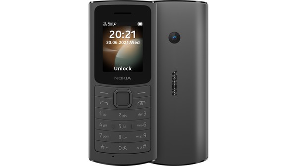 Điện thoại Nokia 110 4G Đen mặt chính diện trước sau