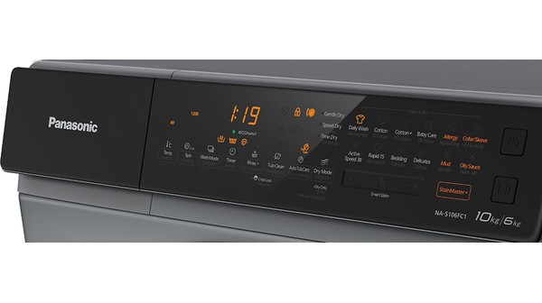 Máy giặt sấy Panasonic Inverter 10 kg NA-S106FC1LV bảng điều khiển