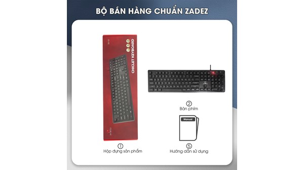 Bàn phím có dây Zadez ZK-121 kèm theo hộp