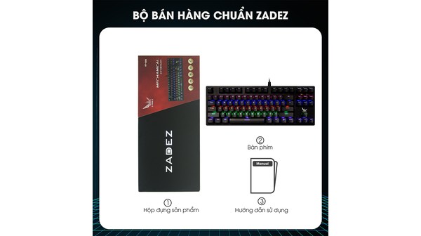 Bàn phím gaming có dây Zadez GT-021K bộ hộp