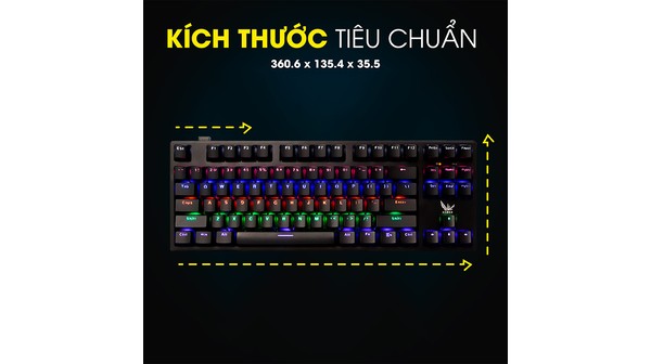 Bàn phím cơ Gaming không dây Zadez GT-015DK kích thước