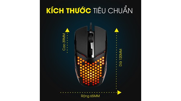 Chuột gaming có dây Zadez G-151M Đen kích thước