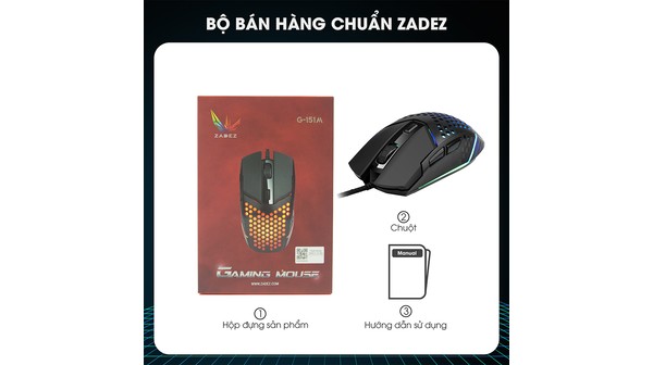 Chuột gaming có dây Zadez G-151M Đen bộ