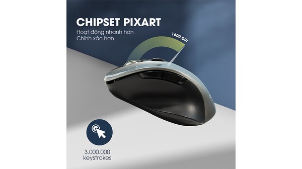 Chuột không dây Zadez M-353G Xám chip