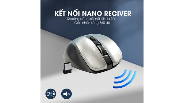 Chuột không dây Zadez M-353G Xám kết nối