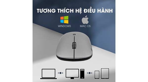 Chuột không dây Bluetooth Zadez M-371SV Bạc kết nối hệ điều hành