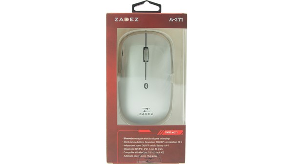 Chuột không dây Bluetooth Zadez M-371SV Bạc mặt sau hộp
