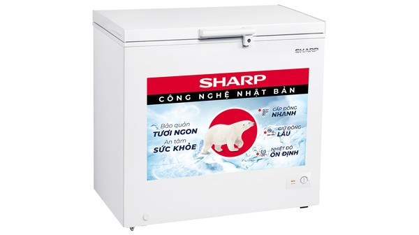 Tủ đông Sharp 200 lít FJ-C200V-WH mặt nghiêng