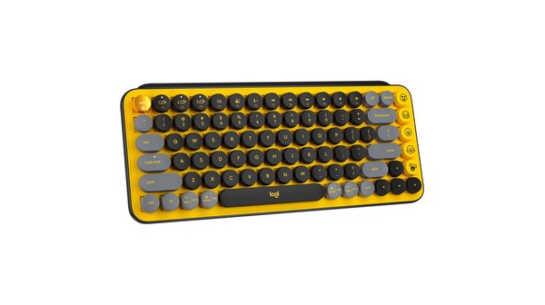 Bàn phím cơ Logitech POP KEYS Bluetooth Vàng Đen mặt nghiêng