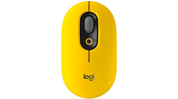 Chuột không dây Logitech POP with Emoji Vàng Đen mặt chính diện