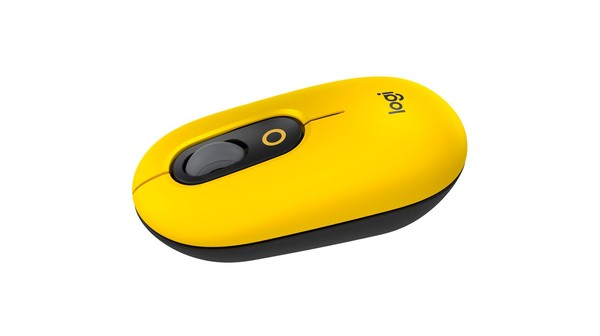 Chuột không dây Logitech POP with Emoji Vàng Đen mặt nghiêng