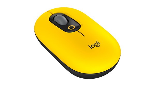 Chuột không dây Logitech POP with Emoji Vàng Đen mặt nghiêng