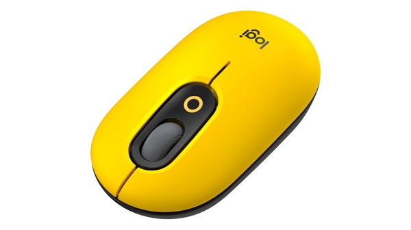 Chuột không dây Logitech POP with Emoji Vàng Đen mặt nghiêng