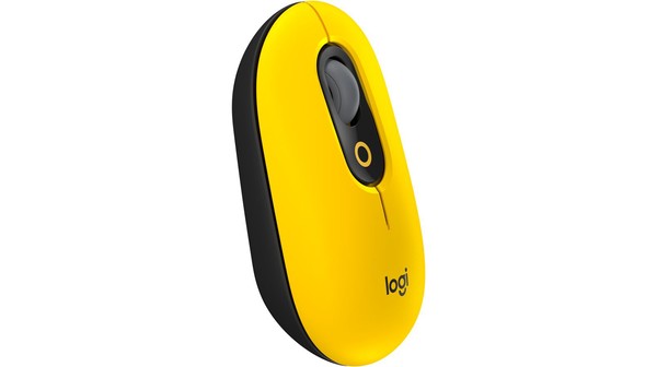 Chuột không dây Logitech POP with Emoji Vàng Đen mặt nghiêng