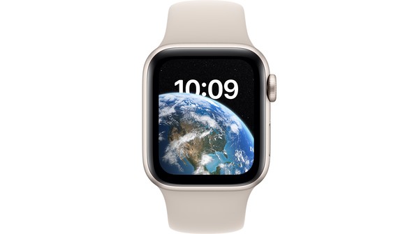 Apple Watch SE GPS 40mm viền nhôm dây silicone Starlight MNJP3VN/A chính diện
