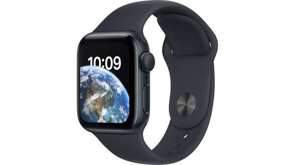 Apple Watch SE GPS 40mm viền nhôm dây silicone Midnight MNJT3VN/A nghiêng trái