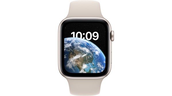 Apple Watch SE GPS 44mm viền nhôm dây silicone Starlight MNJX3VN/A chính diện
