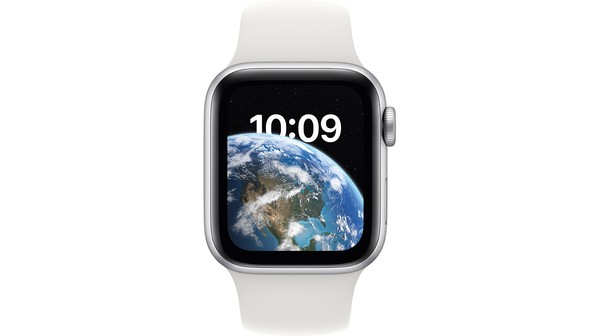 Apple Watch SE LTE 40mm viền nhôm Bạc dây silicone Trắng MNPP3VN/A chính diện