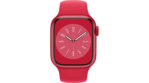 Apple Watch S8 LTE 41mm viền nhôm dây silicone Đỏ MNJ23VN/A chính diện