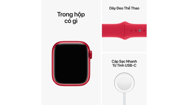 Apple Watch S8 LTE 41mm viền nhôm dây silicone Đỏ MNJ23VN/A bộ