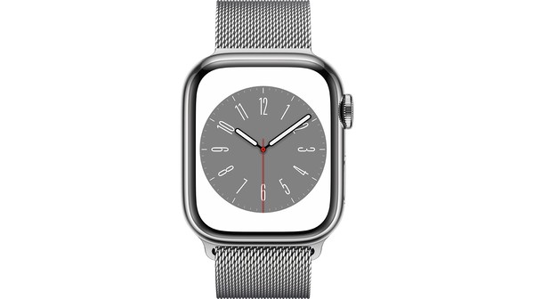 Apple Watch S8 LTE 41mm viền thép dây thép Bạc MNJ83VN/A chính diện