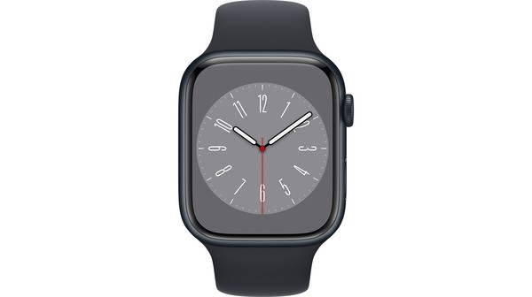 Apple Watch S8 LTE 45mm viền nhôm dây silicone Midnight MNK43VN/A chính diện