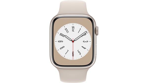 Apple Watch S8 LTE 45mm viền nhôm dây silicone Starlight MNK73VN/A chính diện